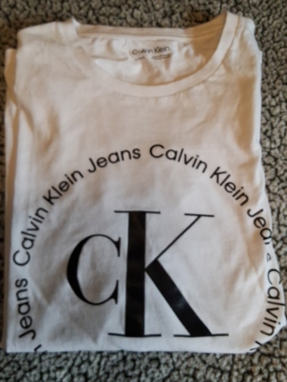 Calvin Klein Mens White T-Shirt with Black CK Logo